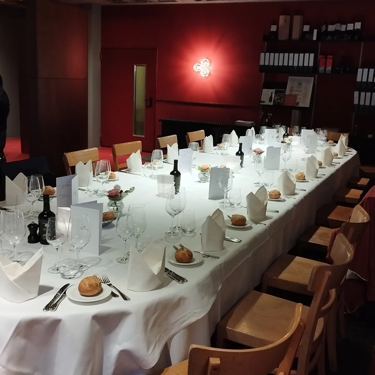 Festively laid long table for a private dining event